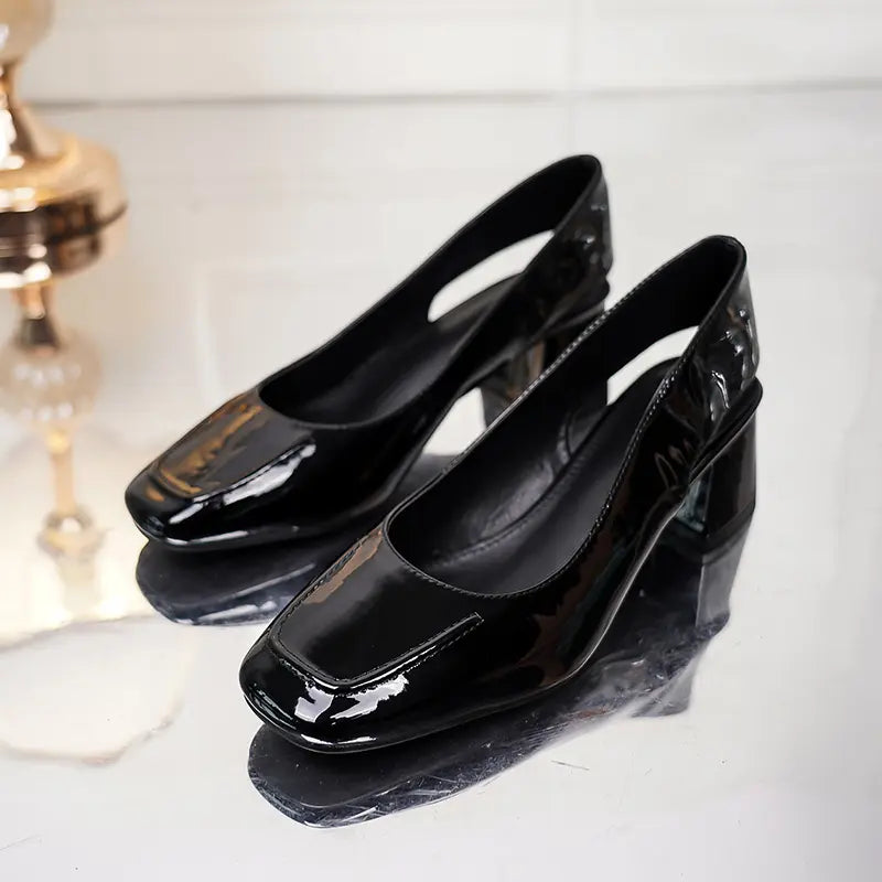 Yocasual Versatile Square Toe Slides Solid Color Trendy Shoes